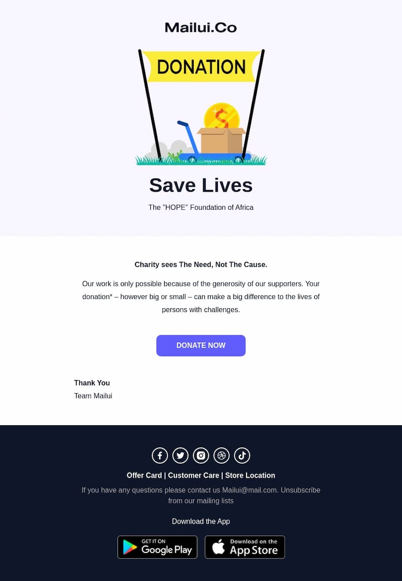 Donation HTML email template