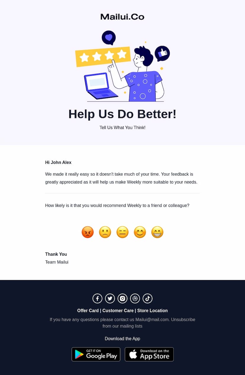 feedback notification HTML email templates