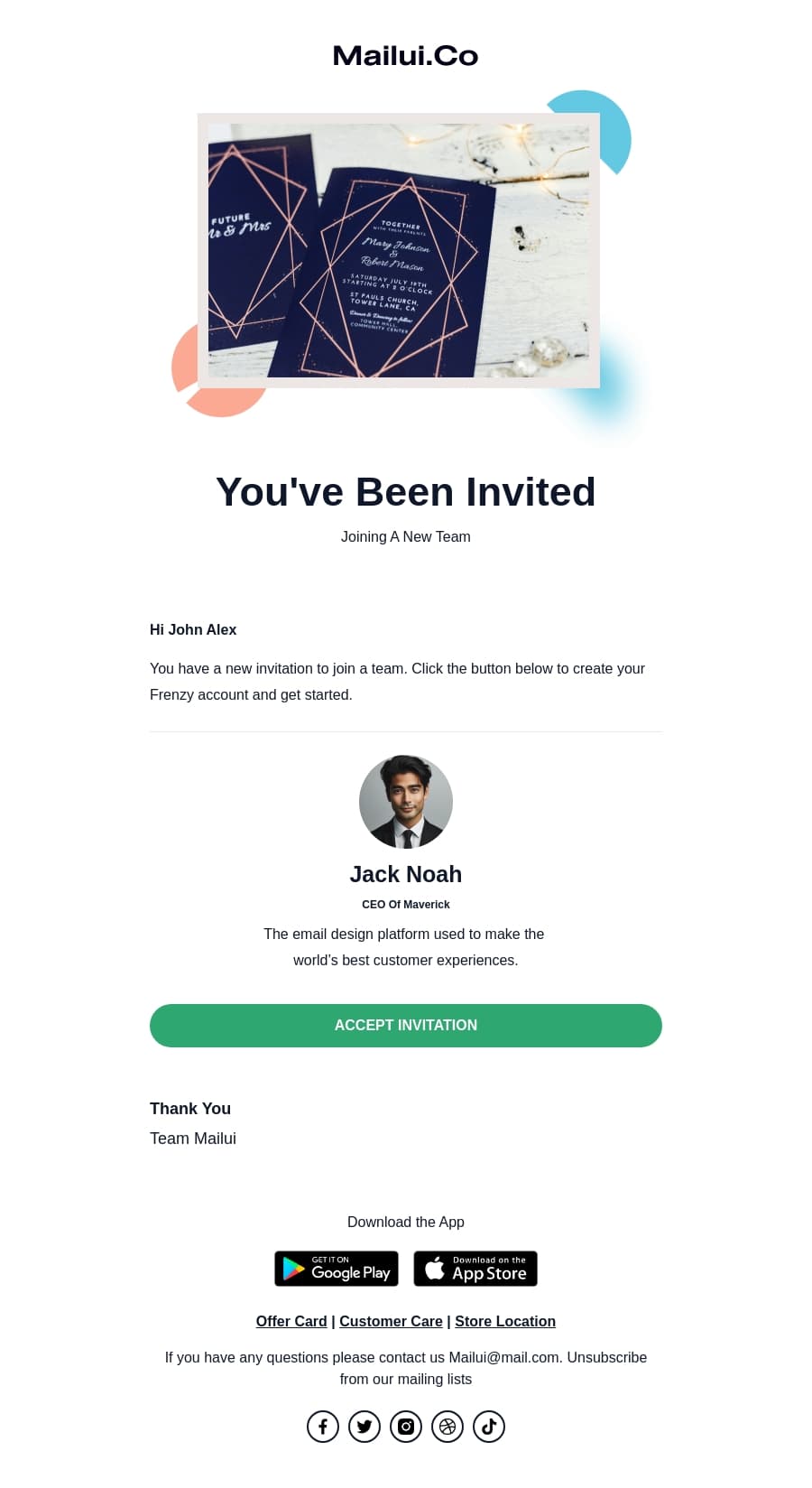 Free professional Invitation HTML email template