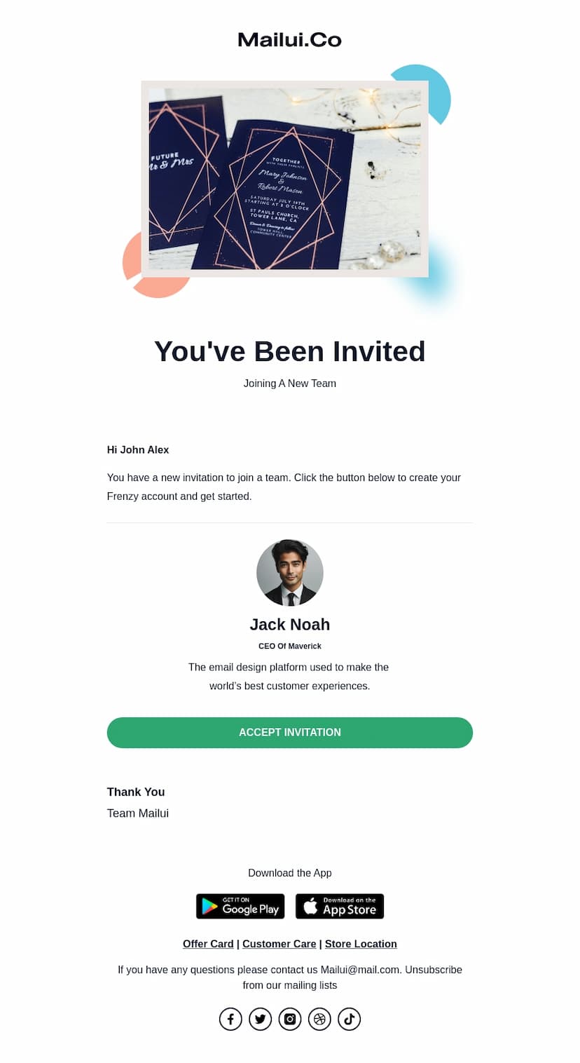 Free professional Invitation HTML email template