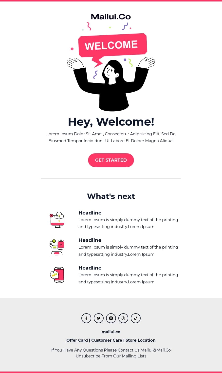 Free welcome HTML email template