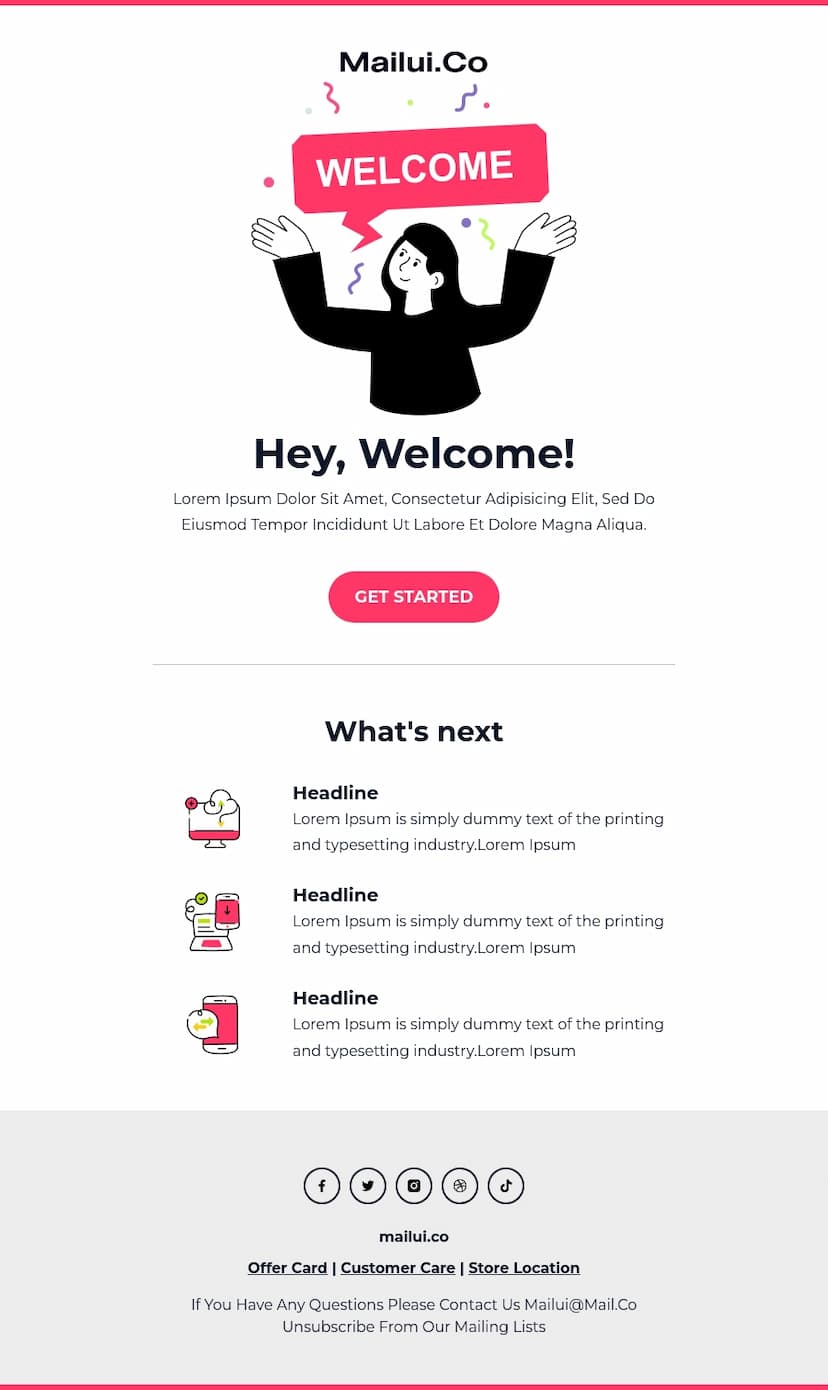 Free welcome HTML email template