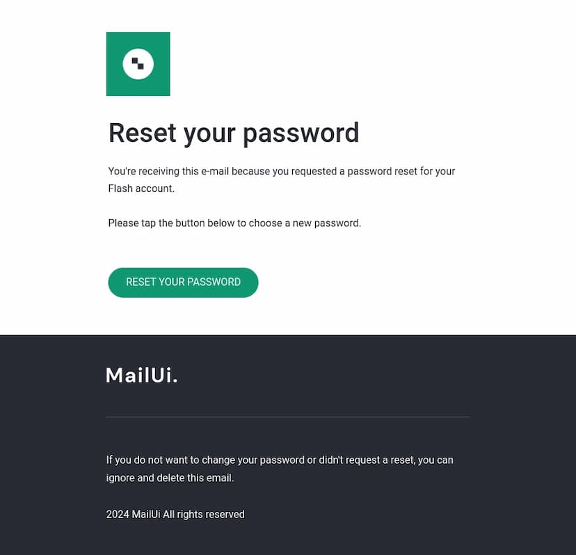 password reset HTML email template