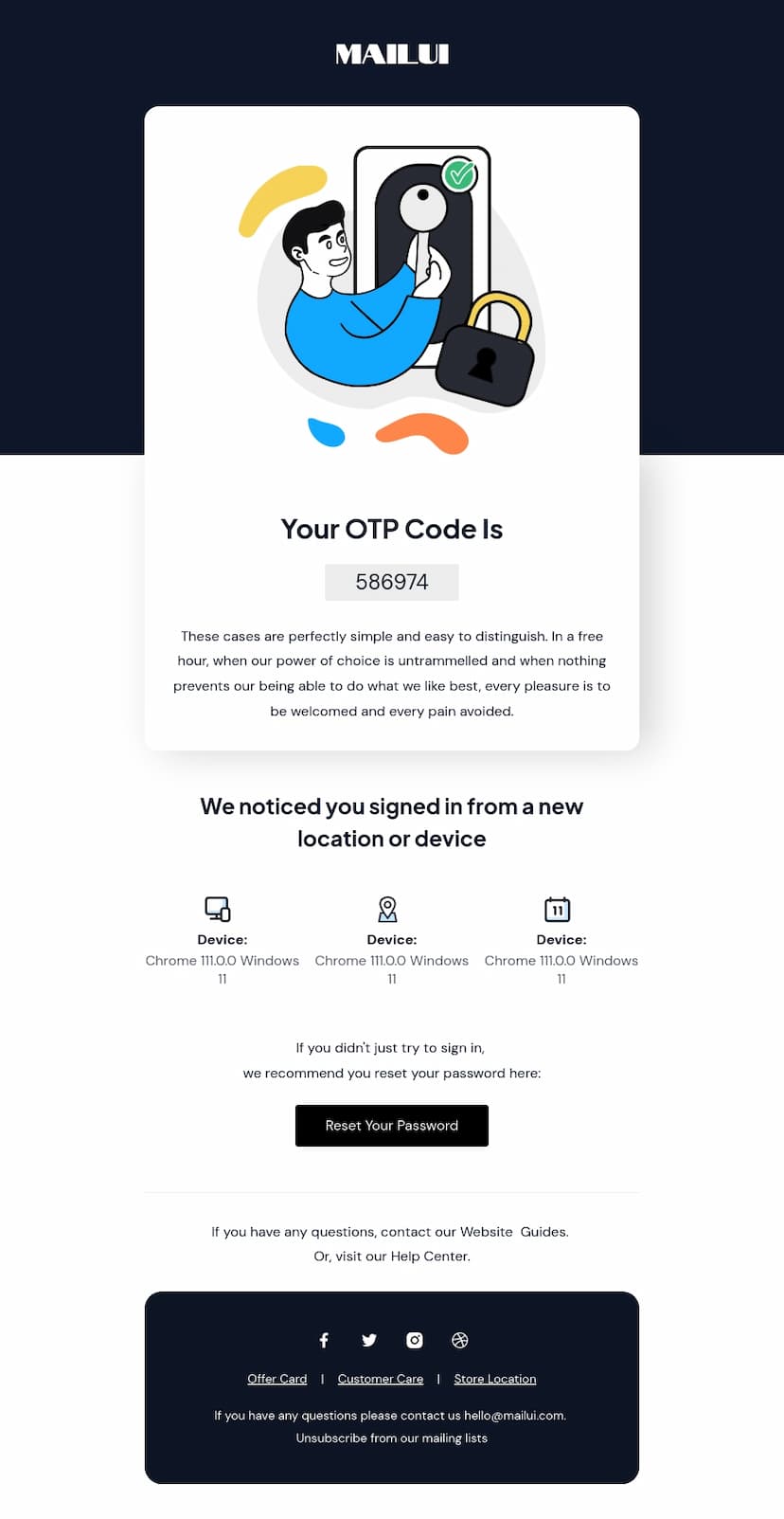 Authentication OTP Code Mail