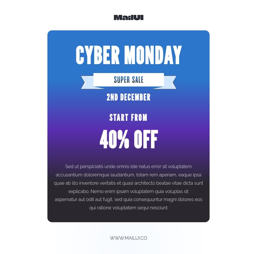 Cyber monday free HTML email templates