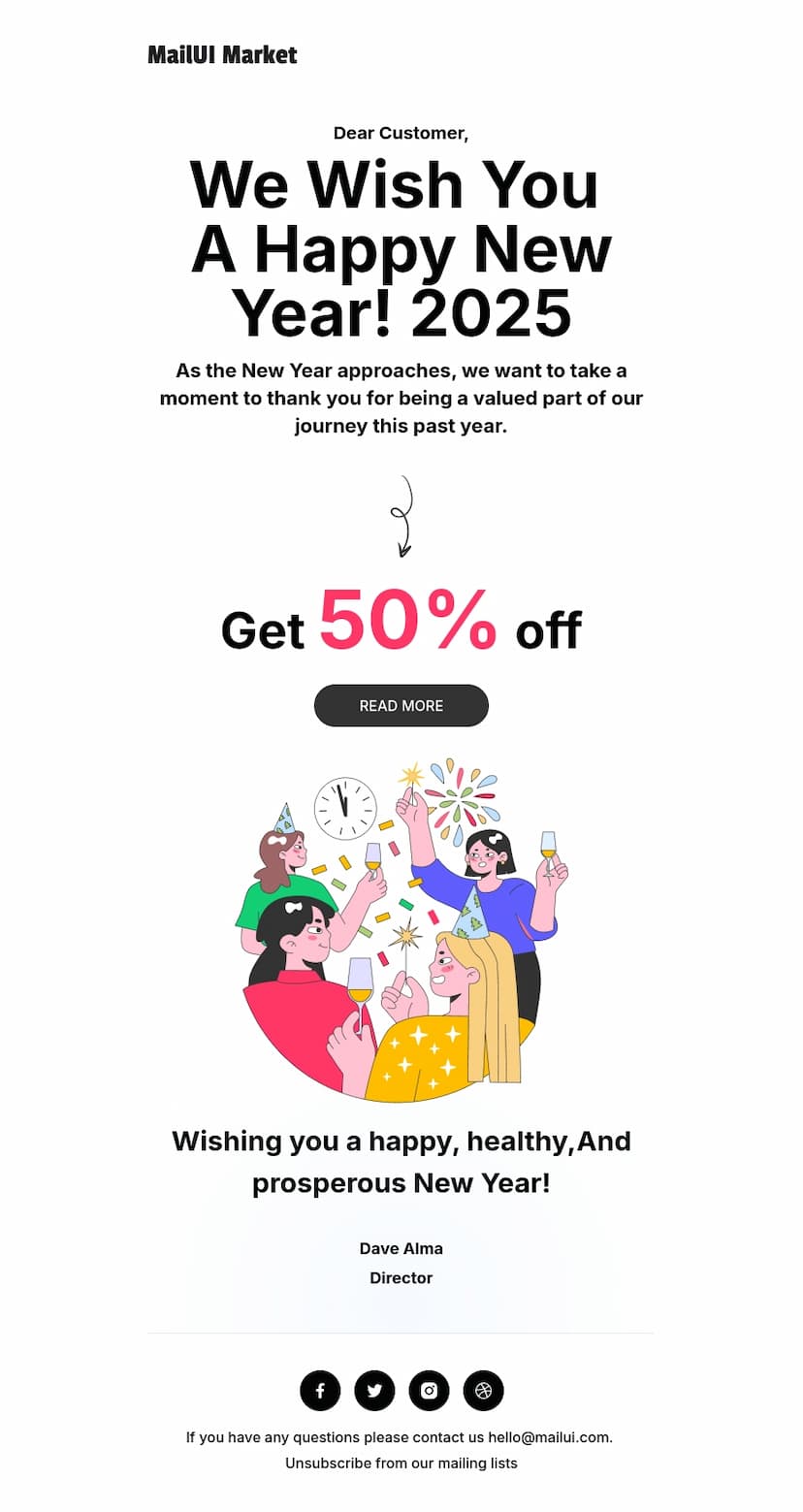 Happy New Year Email to Customer