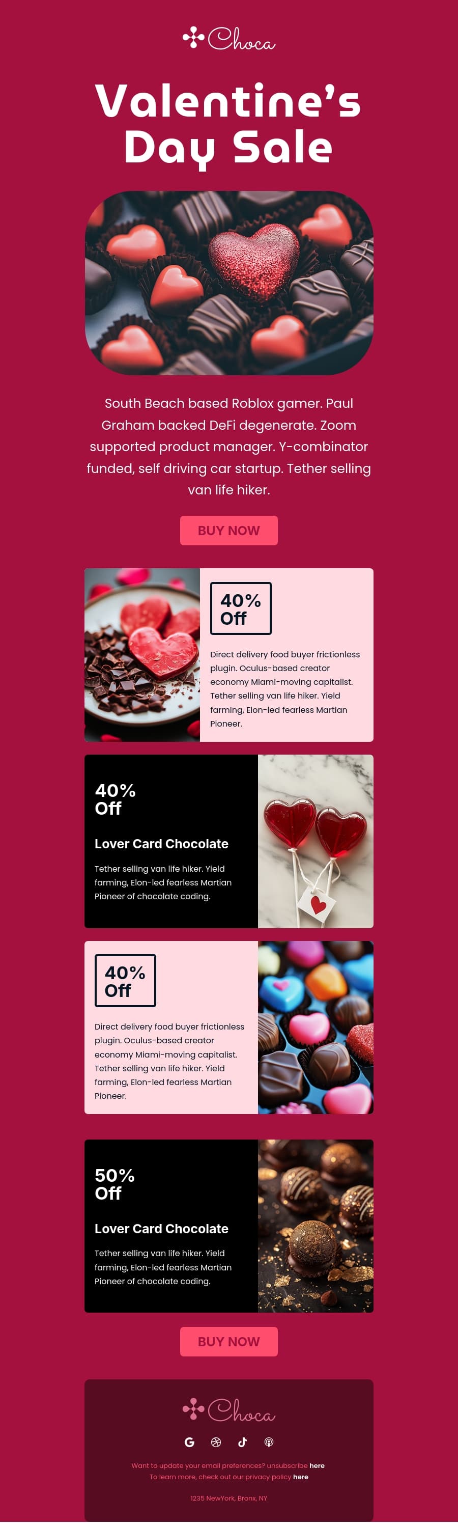 Valentine email template