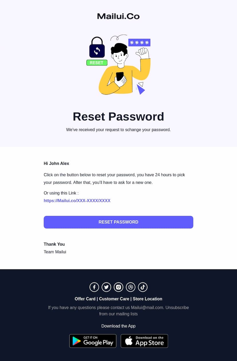 change password HTML email template